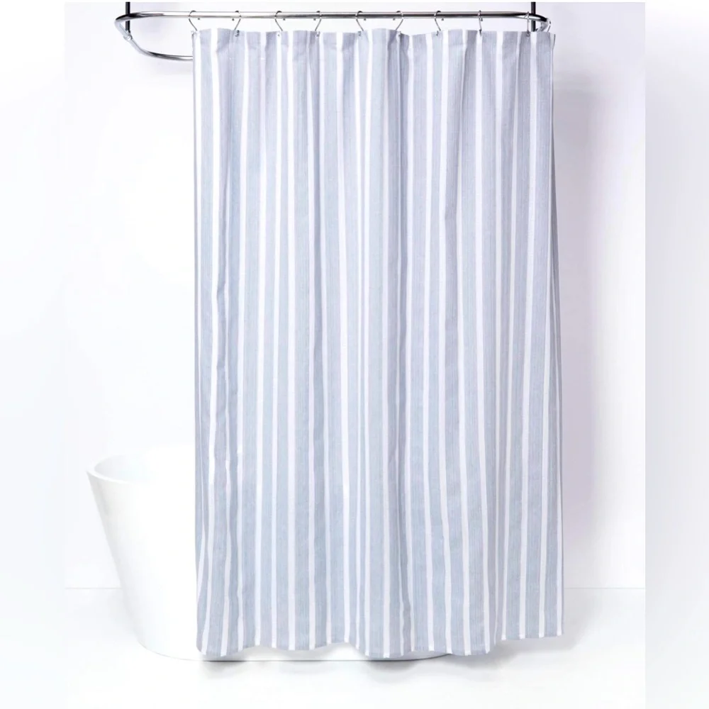 COPY - Threshold 100%Cotton Blue And White Shower Curtain